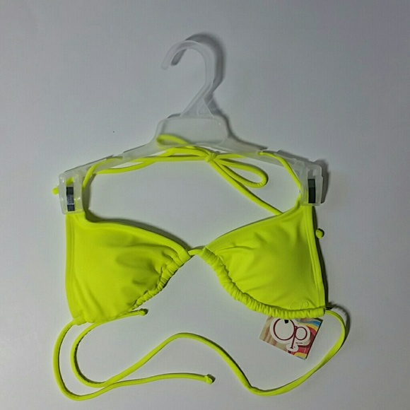 CUTE, BRIGHT YELLOW TRIANGLE STRING BIKINI TOP NWT - Picture 4 of 7